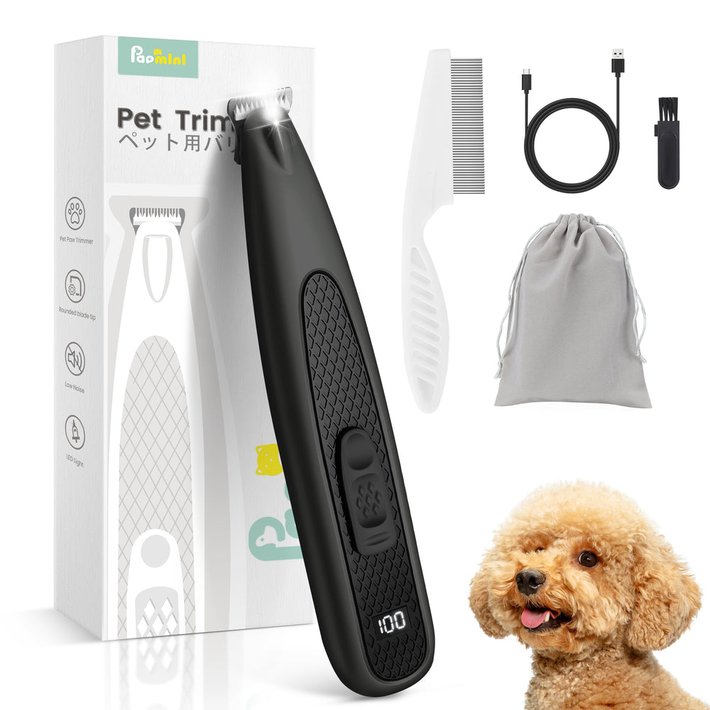 PAPMNI Cordless LED Dog Paw Trimmer - Black