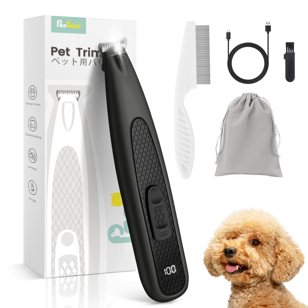 PAPMNI Cordless LED Dog Paw Trimmer - Black