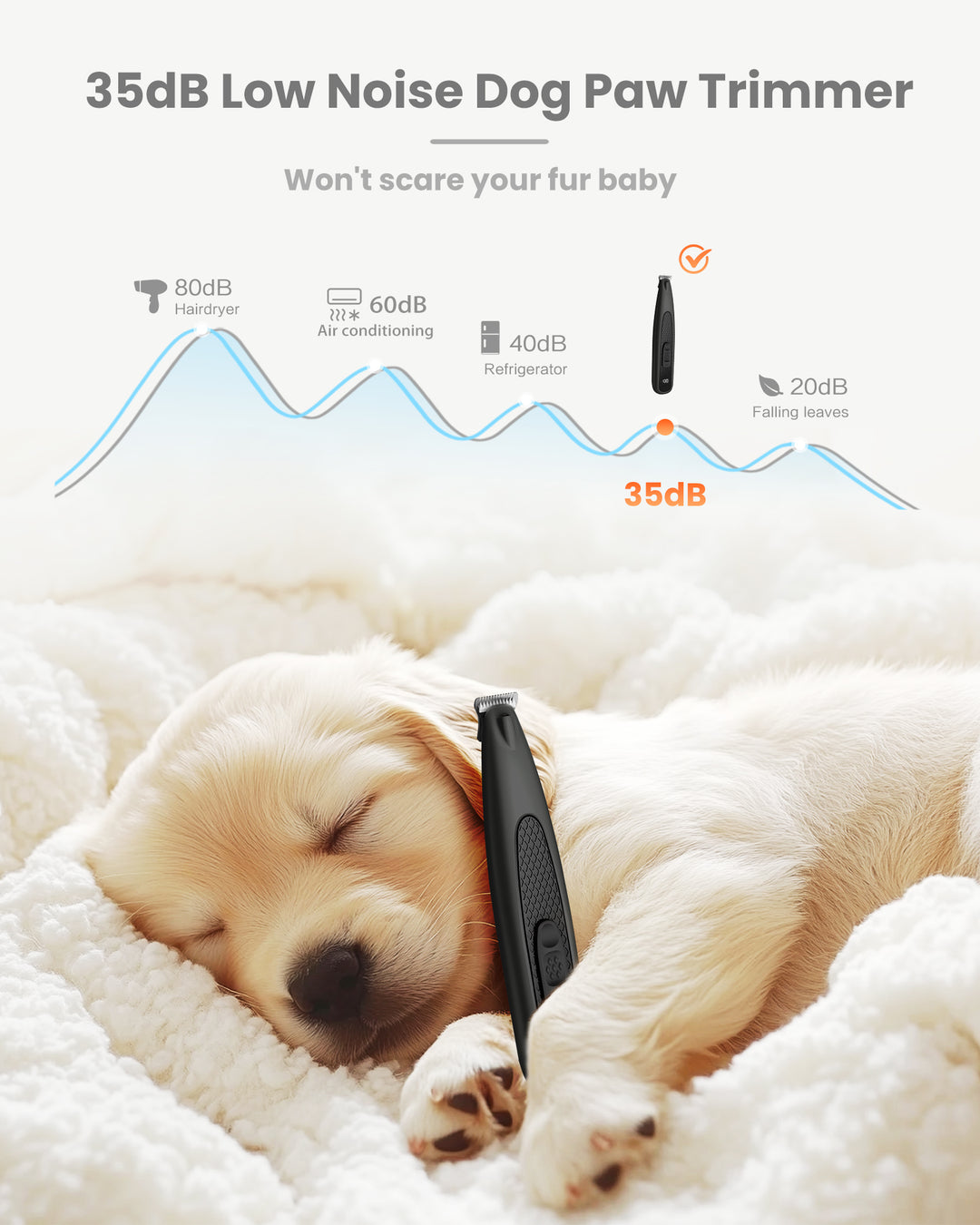 PAPMNI Cordless LED Dog Paw Trimmer - Black