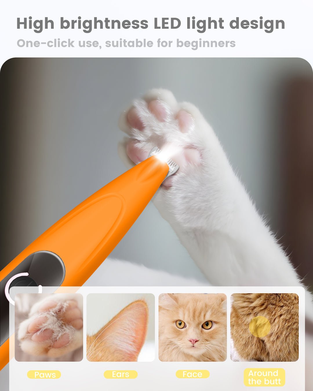 PAPMINI LED Dog Paw Trimmer - Orange