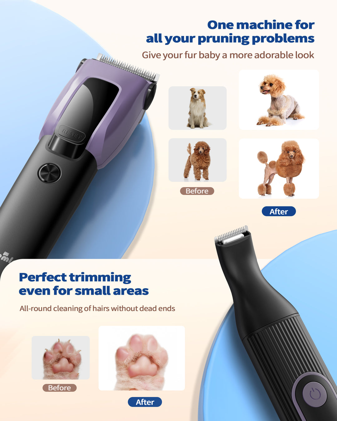 PAPMINI 3-in-1 Dog Clippers - Purple