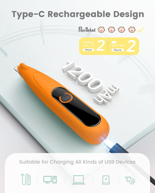 PAPMINI LED Dog Paw Trimmer - Orange
