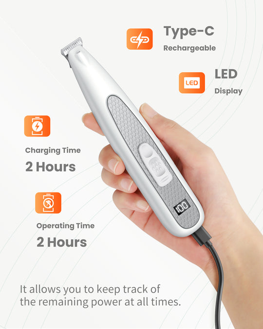 PAPMNI Cordless LED Dog Paw Trimmer - Quilted White