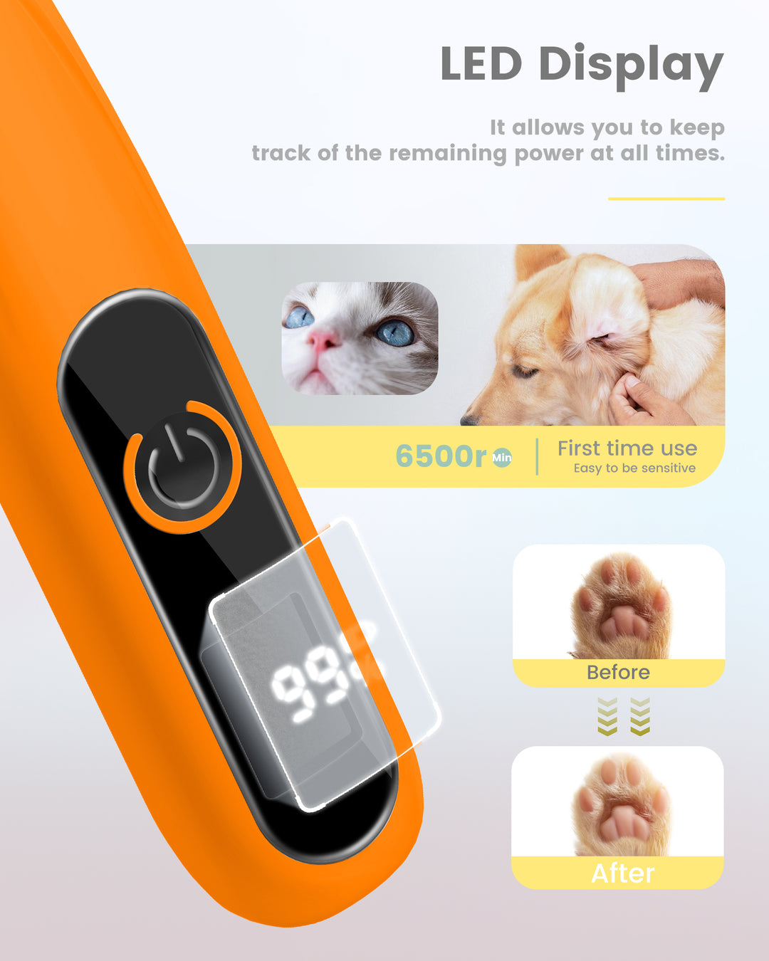 PAPMINI LED Dog Paw Trimmer - Orange