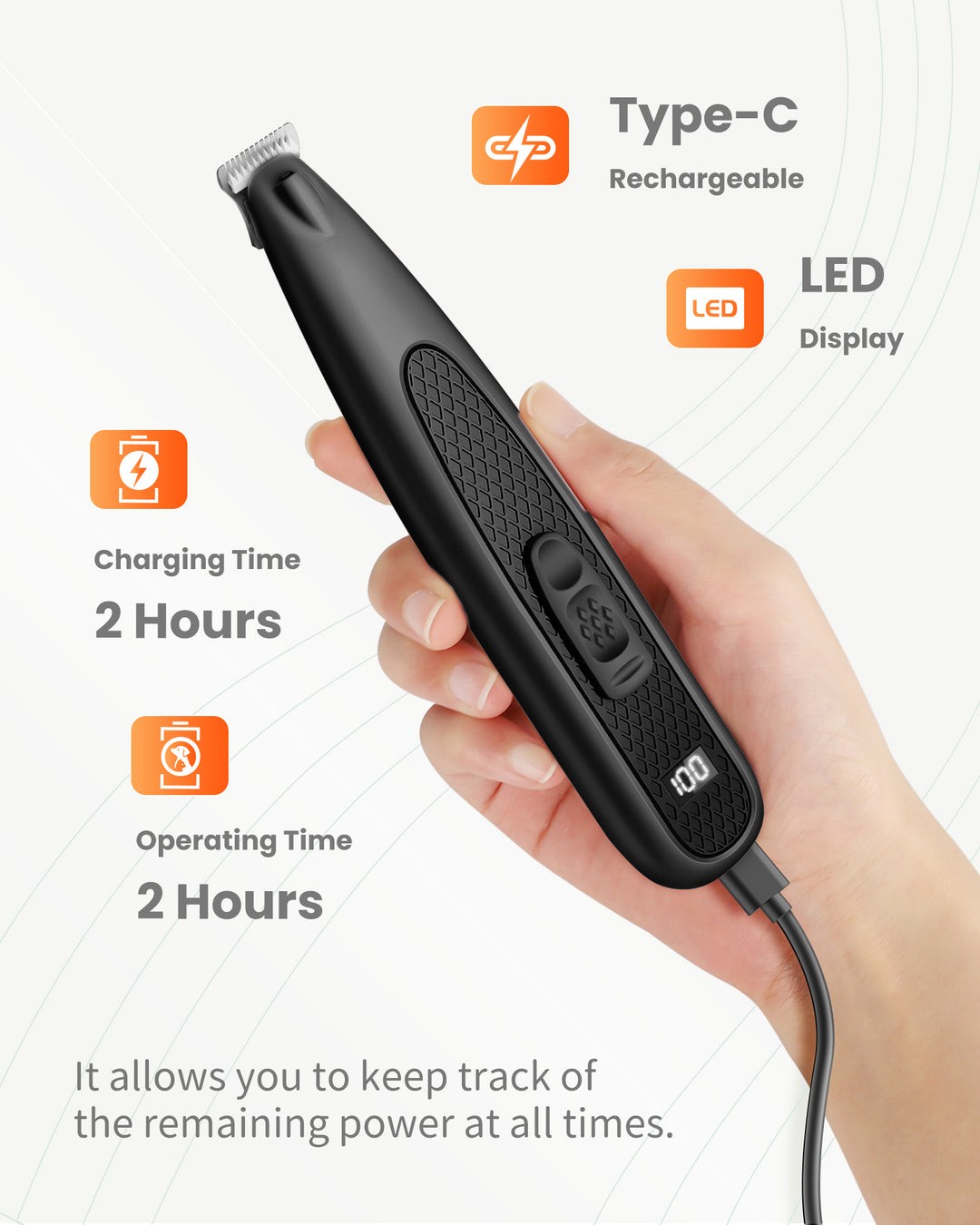 PAPMNI Cordless LED Dog Paw Trimmer - Black